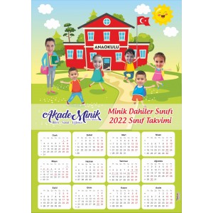 Anaokulu ve Gündüz Bakım Evi Karikatürlü Sınıf Takvimi