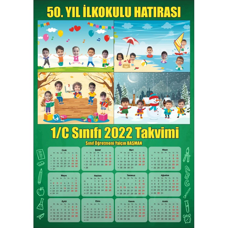 Karikatürlü Resimli Sınıf Takvimi