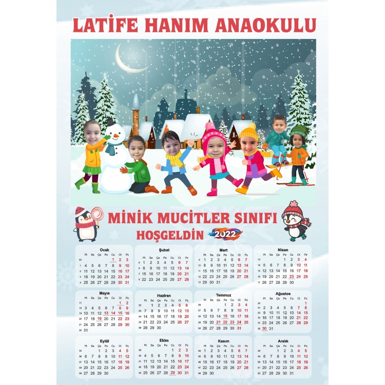 Anaokulları için Karikatürlü Sınıf Takvimi