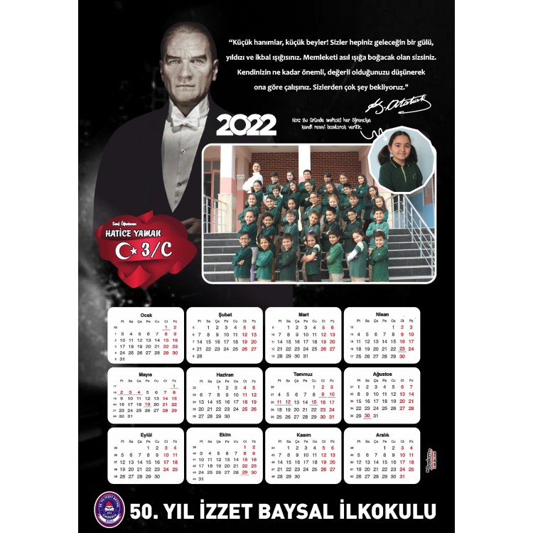 Kişiye Özel Atatürk Temalı 2024 Takvim