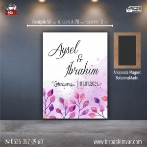 Ahşap Düğün Magneti Model 12