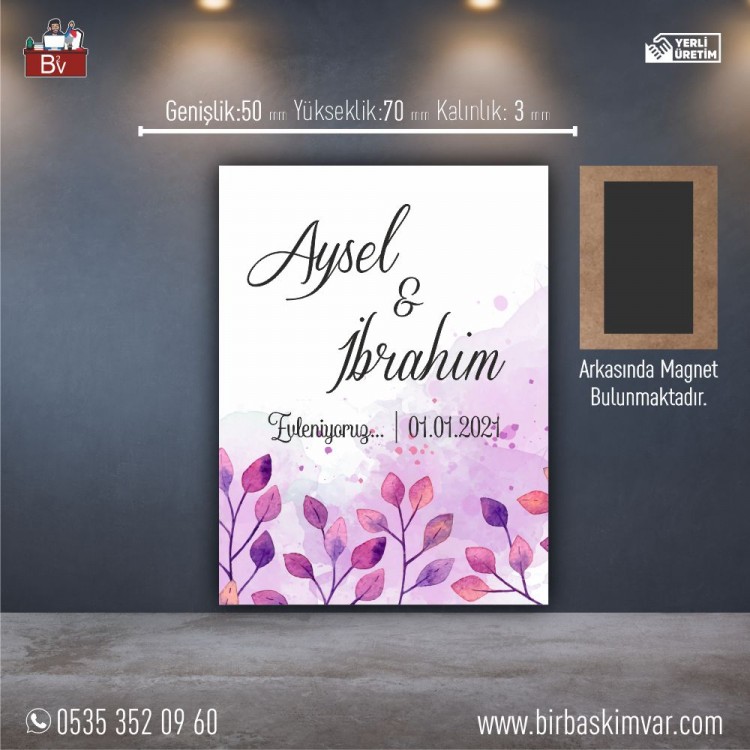 Ahşap Düğün Magneti Model 12