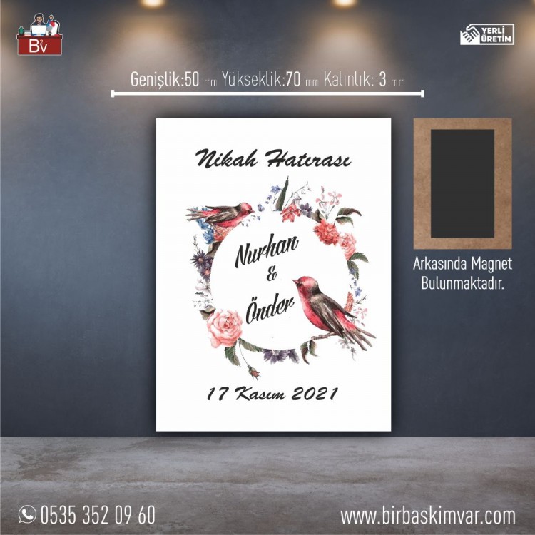 Ahşap Düğün Magneti Model 17