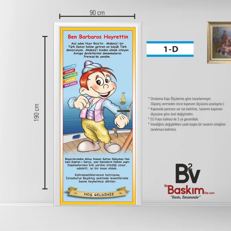 BARBAROS HAYRETTİN TEMALI KAPI GİYDİRME  - ÖZEL SERİ