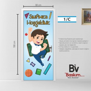Mavi Renkleri ile Sınıfımıza Hoşgeldiniz Kapı Giydirme