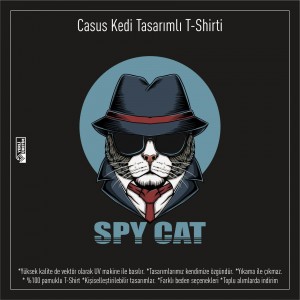 Casus Kedi Temalı Baskılı Tişört