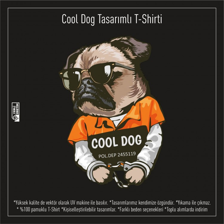 Cool Dog Temalı Baskılı Erkek Tişörtü