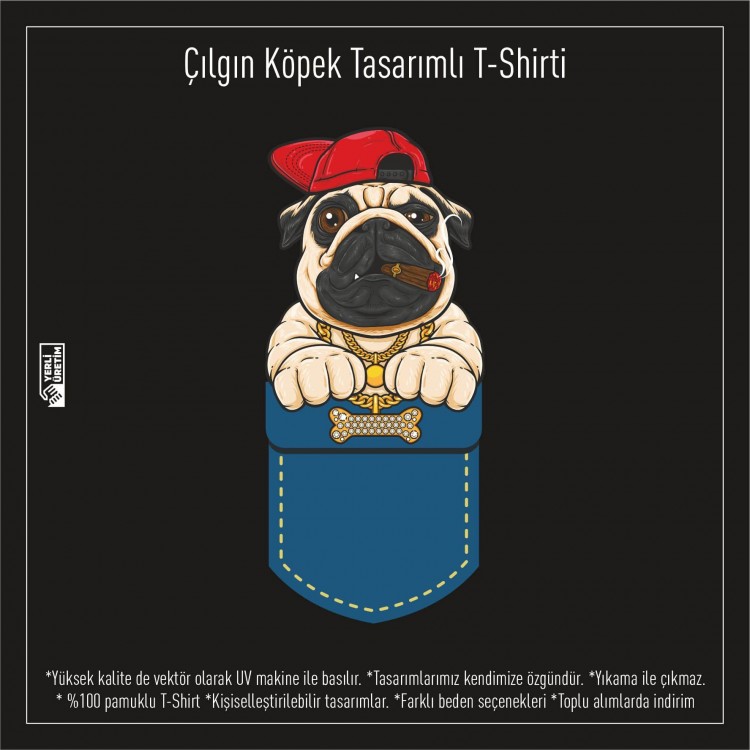 Çılgın Köpek Temalı Baskılı Tişörtler