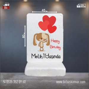 Kırmızı Balonlarıyla Tatlı Köpek Doğal Taş Magnet