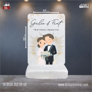 Gelin ve Damat Firgürlü Doğal Taş Magnet 