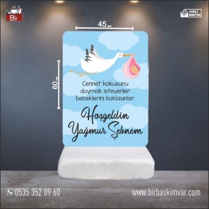 Hoşgeldin Bebek Temalı Doğal Taş Magnet 