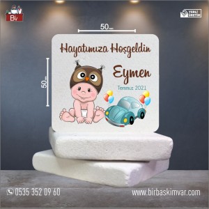 Mavi Arabası ile Hoşgeldin Bebek Taş Magneti