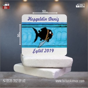 Hoşgeldin Deniz Bebek Motifli Doğal Taş Magnet 