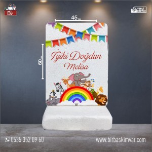 Gökkuşağı ve Orman hayvanları ile Taş Magnet