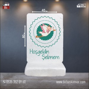 Leylek Üzerindeki Bebek Temalı Doğal Taş Magnet 