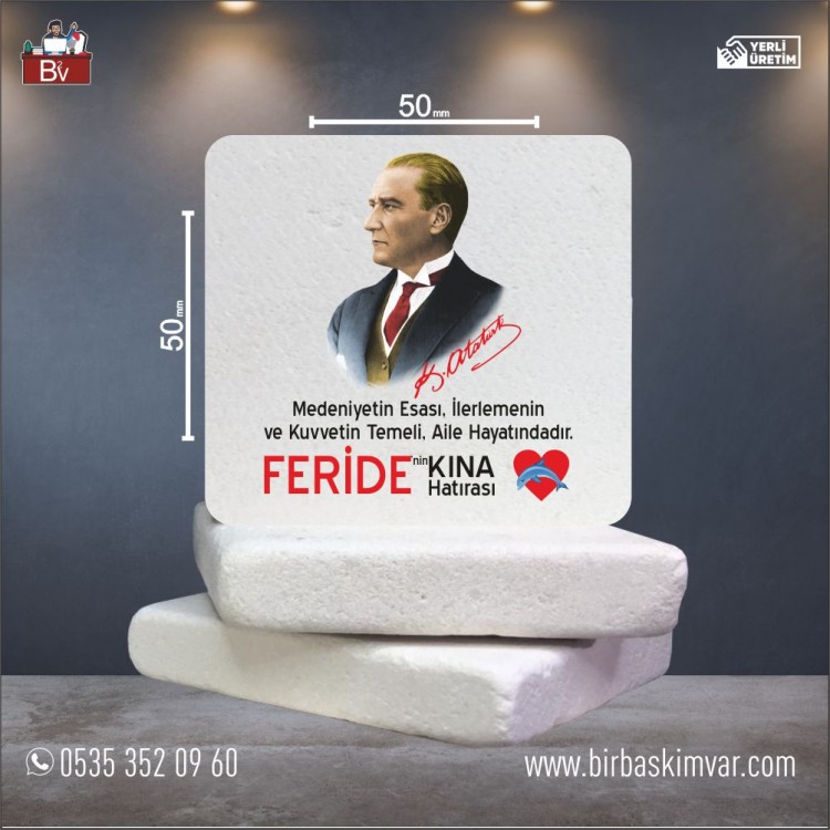 Mustafa Kemal Atatürk Motifli Kız Kınası Doğal Taş Magnet Mustafa Kemal Atatürk Motifli Kız Kınası Doğal Taş Magnet