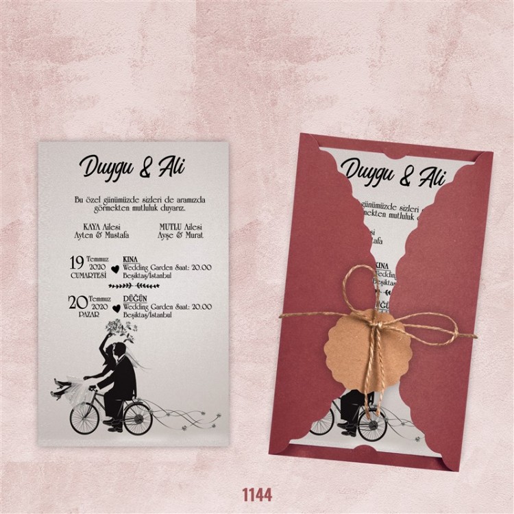 Bordu Burgu Zarflı Davetiye - Model 1144